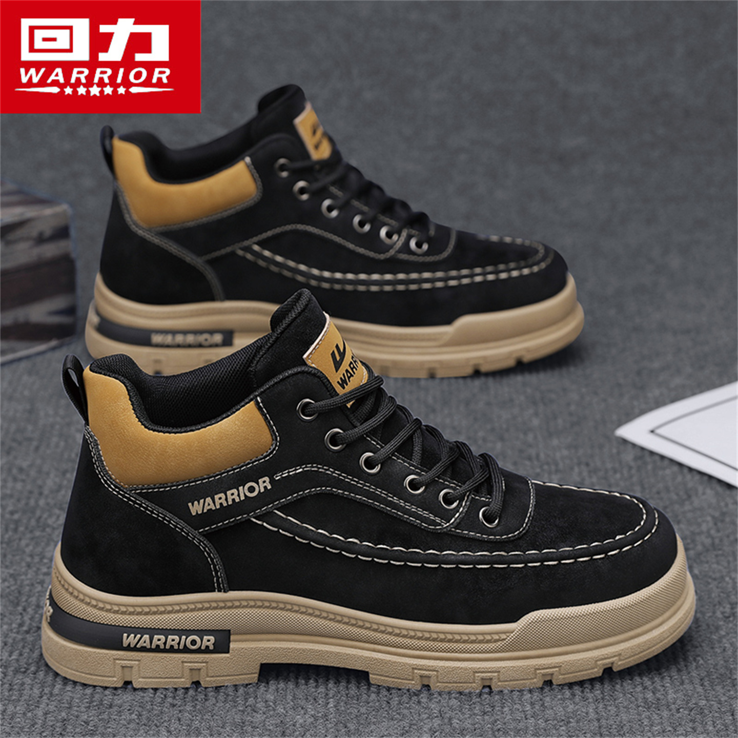 回力男鞋2025新款冬季男士户外登山马丁靴厚底防滑高帮机车工装鞋主图