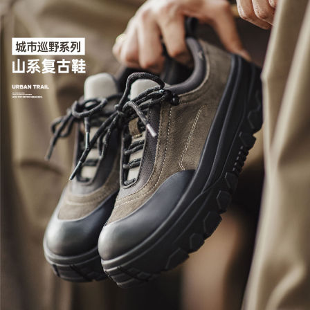 马登复古山系鞋冬季新款男士厚底百搭潮鞋增高软底小众运动休闲鞋