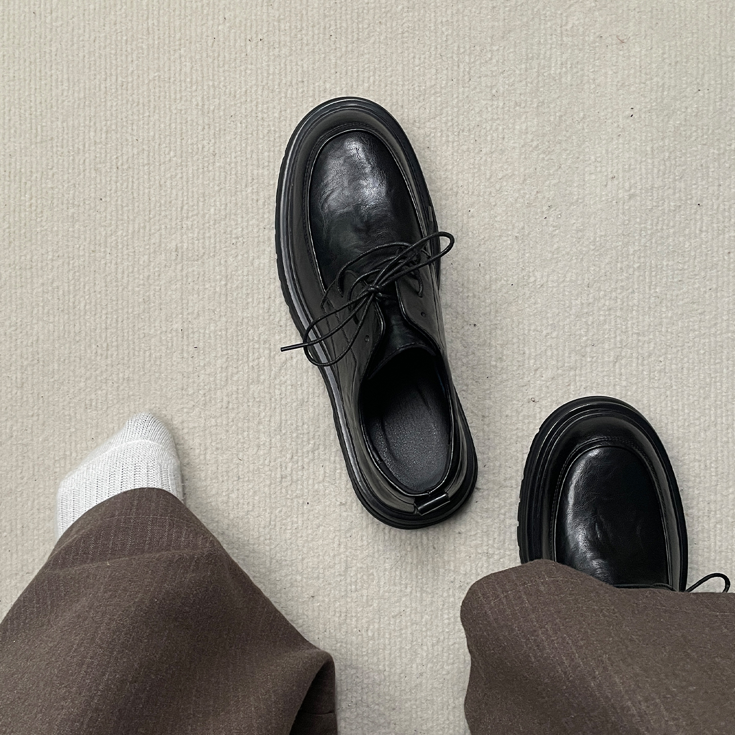 48大码圆头男士德比皮鞋黑色上班商务休闲正装鞋子结婚新郎男鞋47主图