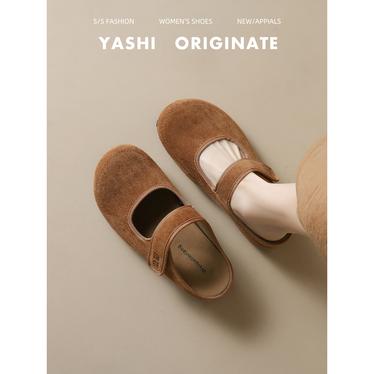 真皮~厚底增高魔术贴勃肯鞋女外穿2025超火玛丽珍一脚蹬包头拖鞋主图