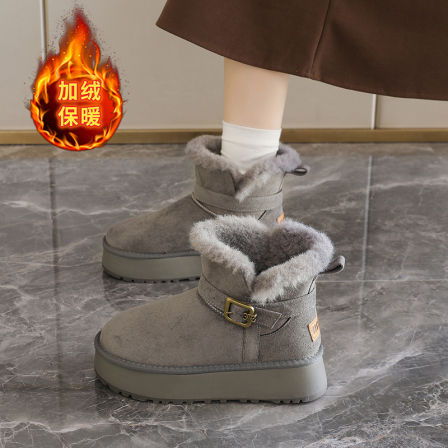 东北雪地靴女增高厚底勃肯棉鞋一脚蹬2025年冬季款加绒保暖棉鞋女