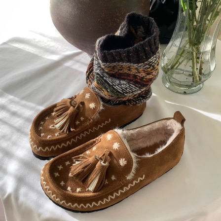 11.10日新品鞋大师毛毛复古反绒皮包头拖鞋冬季翻毛皮松糕勃肯鞋