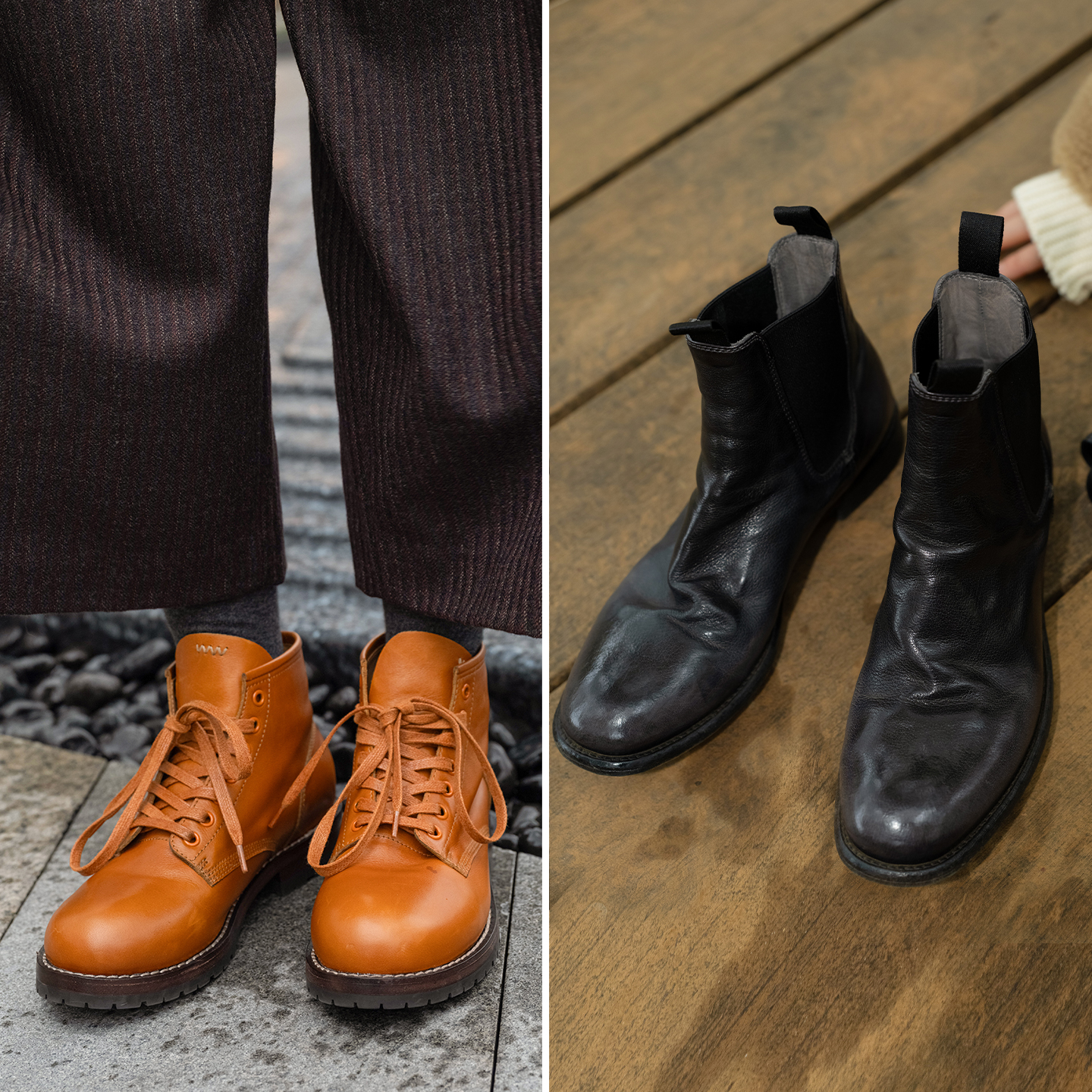 FPE手工踝靴2款 擦色鱼子酱黑切尔西日产大头系带工装靴户外暴走主图