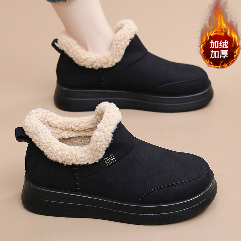 张凯丽老人棉鞋女冬季加绒加厚妈妈鞋防滑舒适保暖一脚蹬毛毛棉靴主图