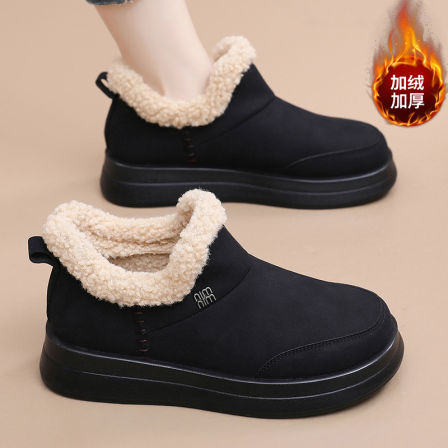 张凯丽老人棉鞋女冬季加绒加厚妈妈鞋防滑舒适保暖一脚蹬毛毛棉靴