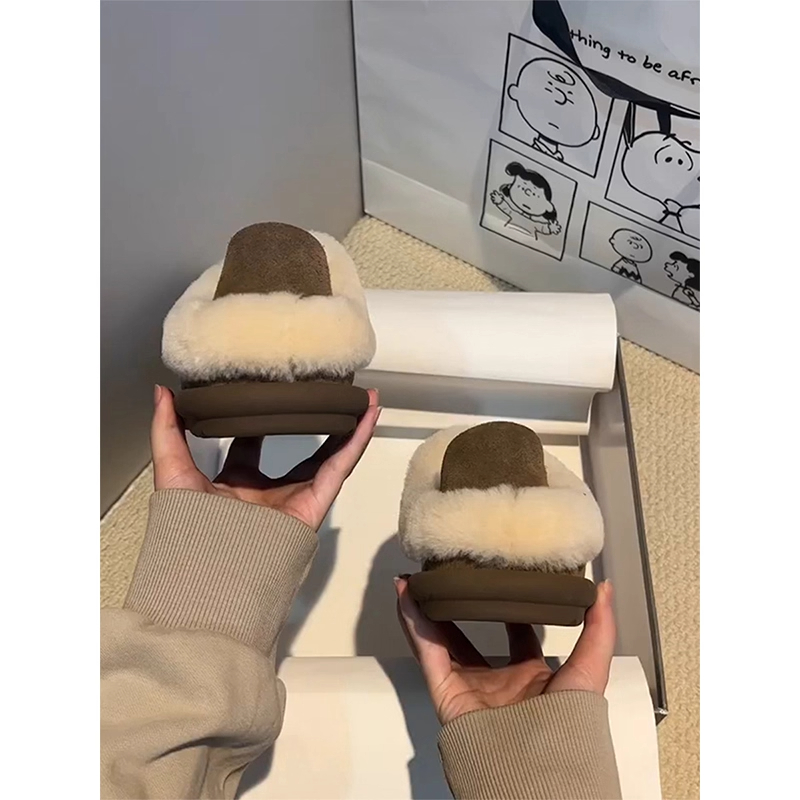 厚底两穿毛毛勃肯鞋女加绒豆豆鞋2025新款冬季网红爆款雪地靴棉鞋主图