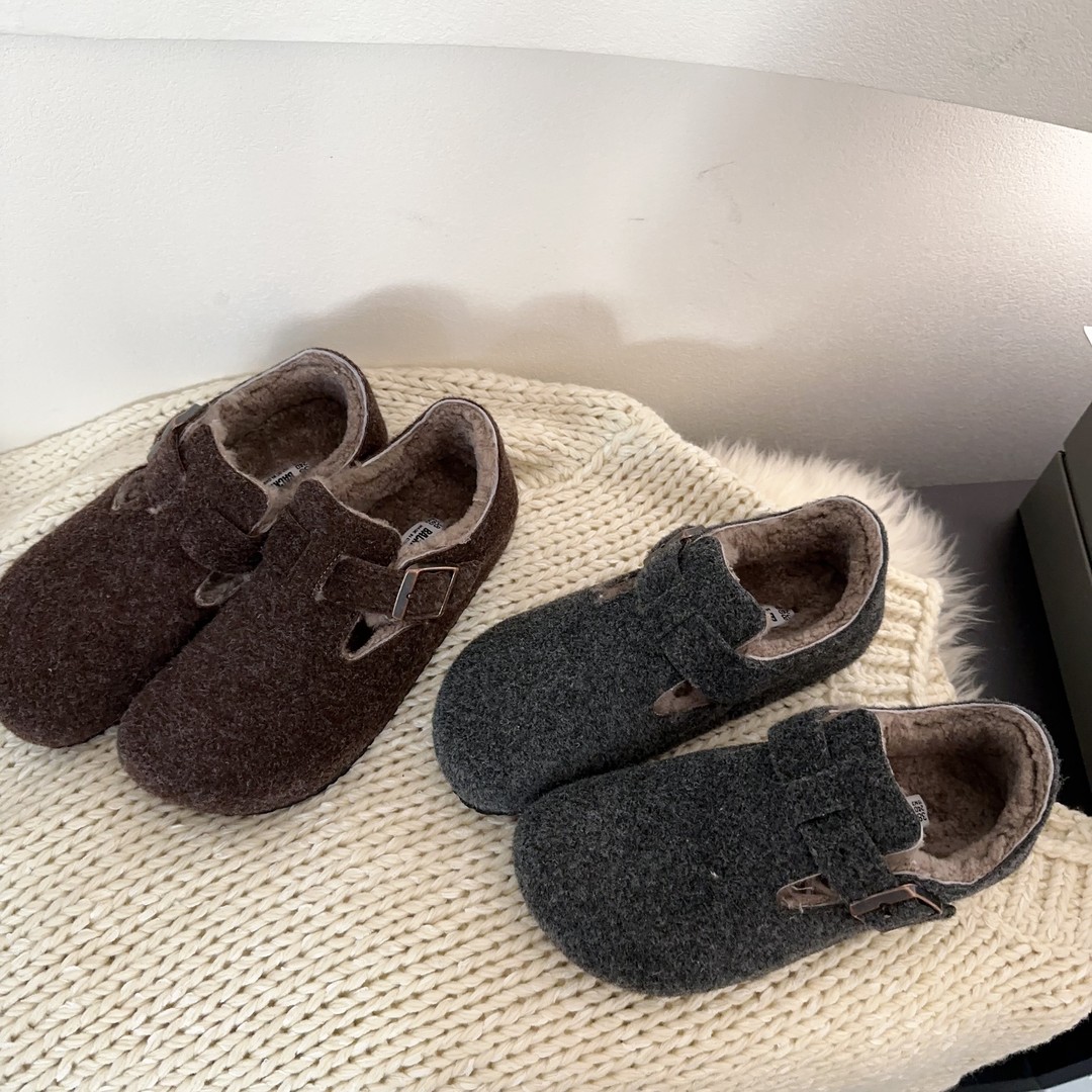 素陌冬季新款毛呢勃肯鞋包头拖鞋皮毛一体加绒保暖雪地靴20161主图