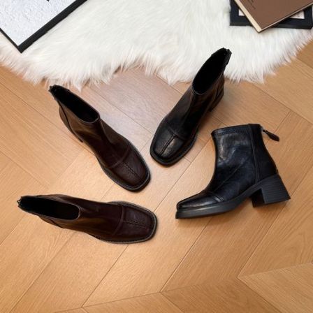 内增高10cm2025秋冬新款粗跟英伦风短靴女时尚小个子百搭瘦瘦靴女