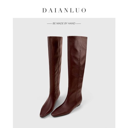 【内增高5cm】新款长靴女内增高骑士靴百搭及膝靴平跟平底直筒靴秋主图