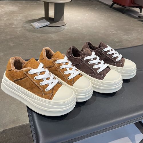 【娃娃专属】加绒大头面包鞋女厚底增高小白鞋2025百搭休闲运动板鞋主图