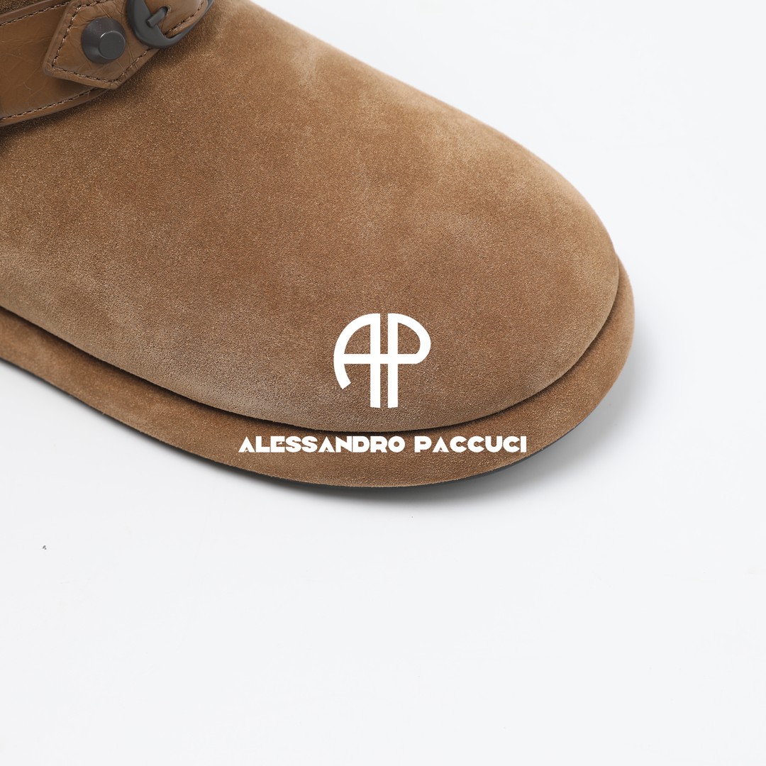 AP洛哥54136XX【铆钉扣雪地靴】高丝光牛皮反毛+羊毛里雪地靴高帮鞋主图