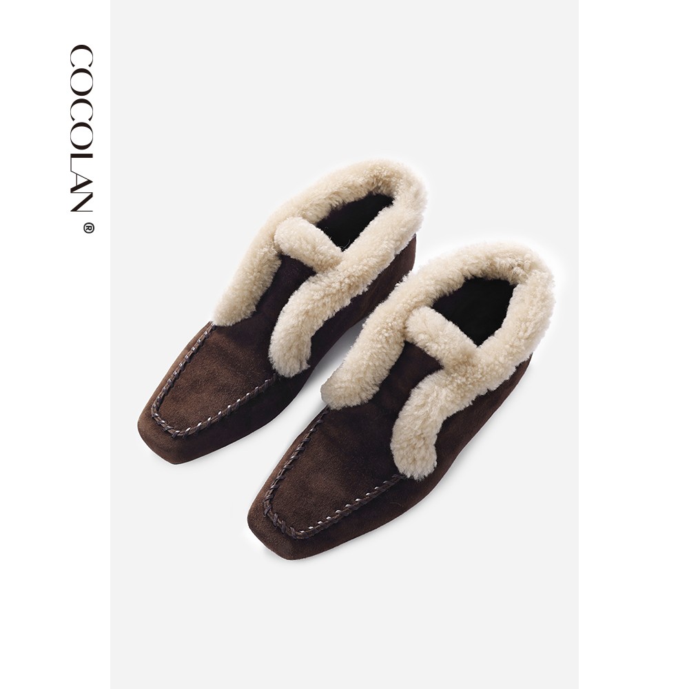 COCOLAN羊皮雪地靴棉鞋女方头鞋毛毛鞋CL8XZ8087主图