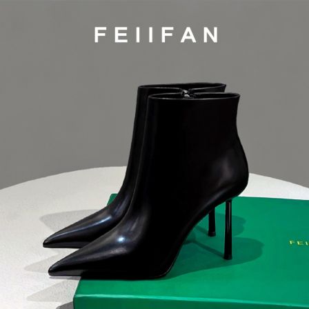 尖头短靴2025秋冬新款女士细跟高级感不累脚绝美高跟鞋5641