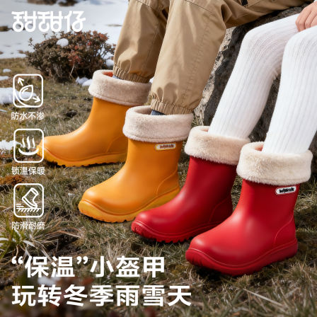 儿童雨鞋秋冬季加绒加厚新款雪地靴男童女孩上学专用加棉保暖雨靴