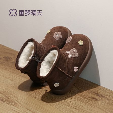 童梦晴天女童雪地靴冬季加绒加厚儿童棉鞋女宝鞋子2025新款雪地棉