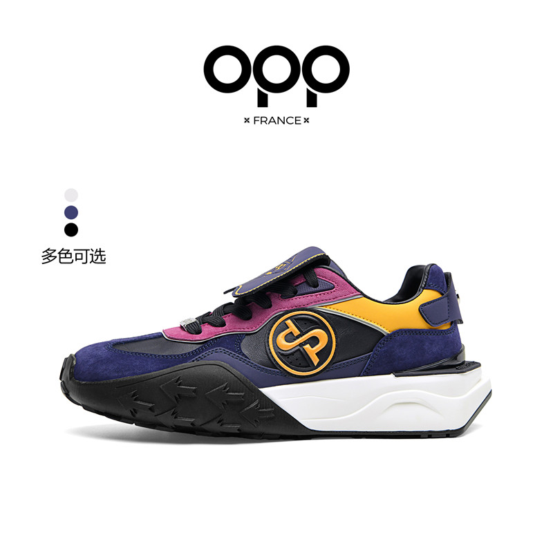 OPP正品男士阿甘鞋2025秋冬新款真皮百搭厚底潮鞋男低帮休闲板鞋主图