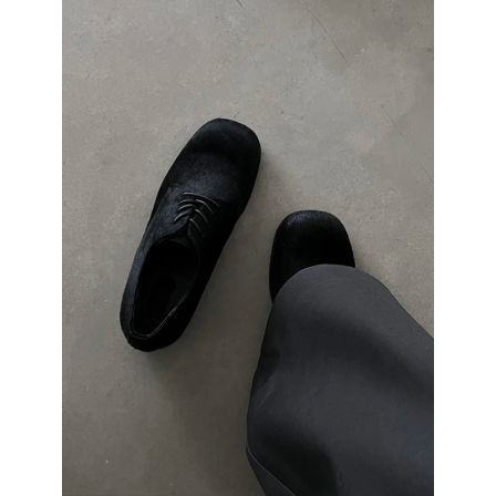 cleanfit老钱风极简方头马毛德比鞋男士复古通勤商务正装百搭皮鞋