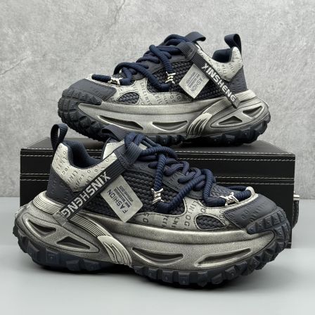 复古做旧男鞋2025超火老爹鞋男秋冬新款小众厚底内增高休闲运动鞋