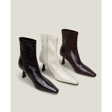 【鞋匠女王×精工细作】方头弹力高跟短靴女春秋单靴粗跟瘦瘦靴子