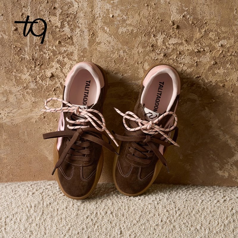 Talitaqoom焦糖德训鞋2025厚底刺绣tq板鞋运动鞋主图