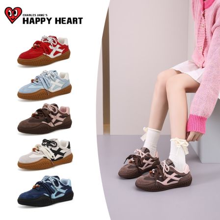 查尔斯桃心德训鞋秋上新时尚百搭休闲双鞋带琥珀流光撞色