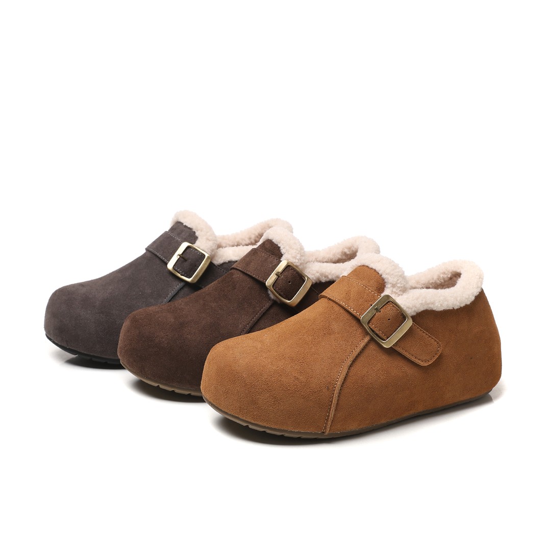 B 门店7&99！土豆勃肯鞋」牛反绒羊羔毛一脚蹬保暖轻便棉鞋 C24980主图