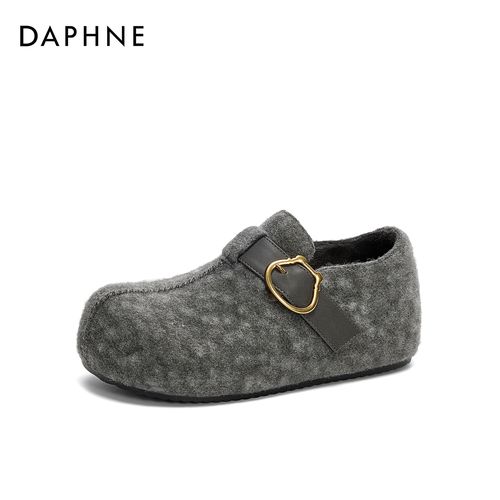 达芙妮冬季新款加绒加厚女鞋纯色韩版时尚百搭休闲舒适保暖休闲鞋主图