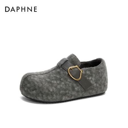 达芙妮冬季新款加绒加厚女鞋纯色韩版时尚百搭休闲舒适保暖休闲鞋