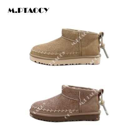 桃桃家-【麦穗】无敌版本 秋冬加厚保暖舒适短筒浅棕雪地靴女1096