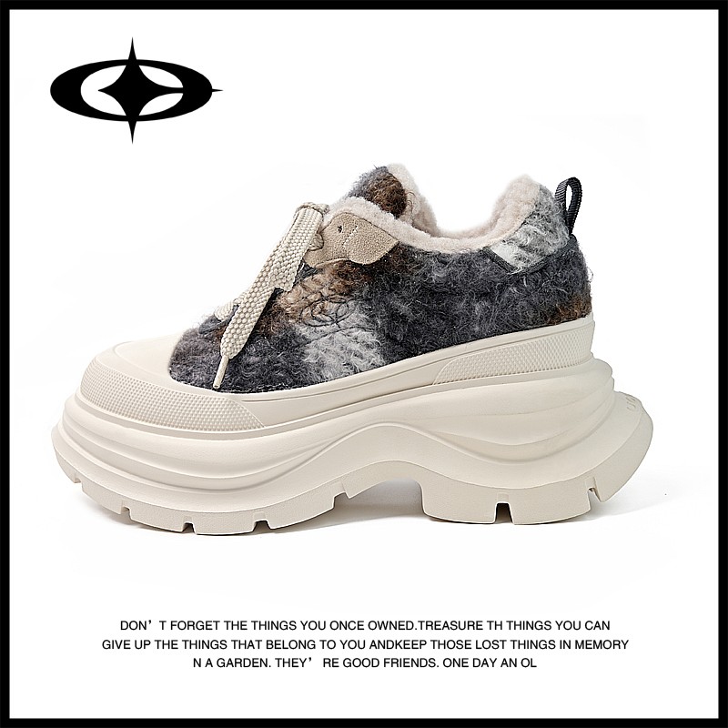 Uootd[秋冬上新】双十一好物 厚底保暖加绒女鞋时尚百搭毛毛休闲鞋主图