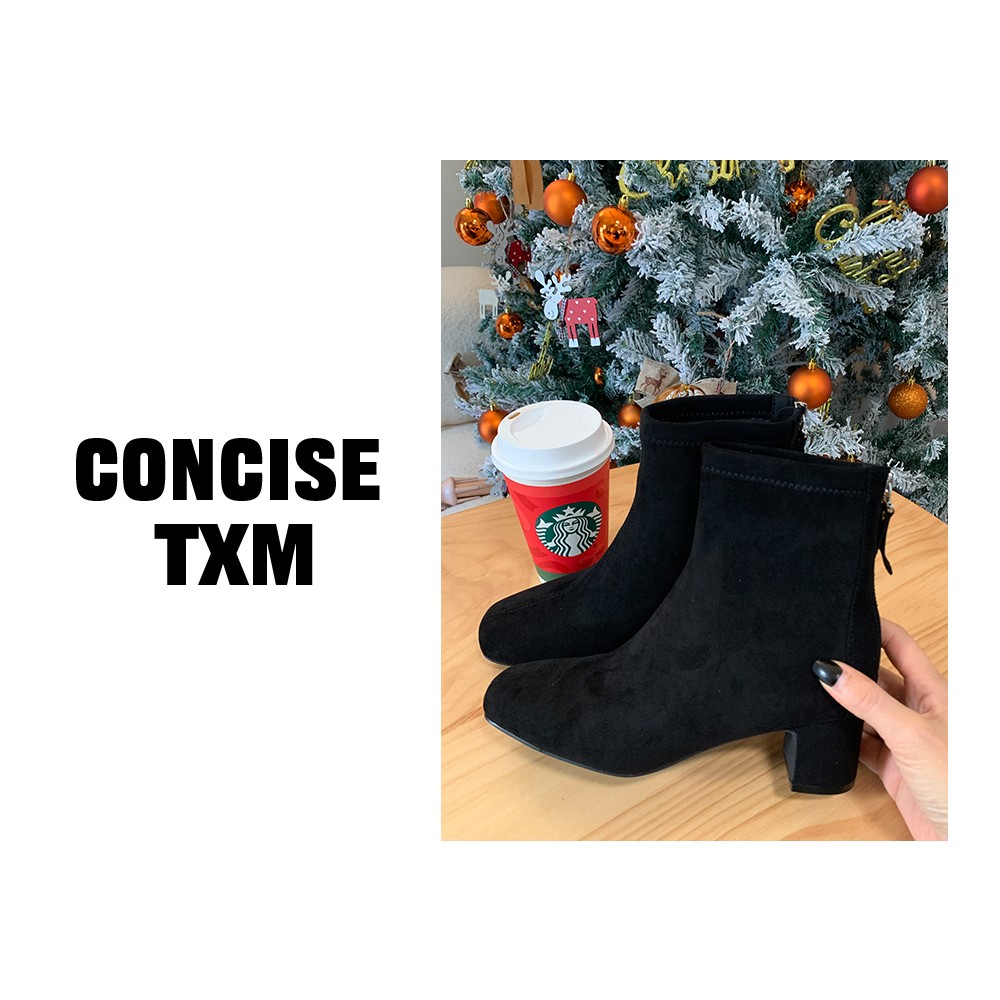 【唐小木】法式绒面中筒百搭马丁靴 B1154主图