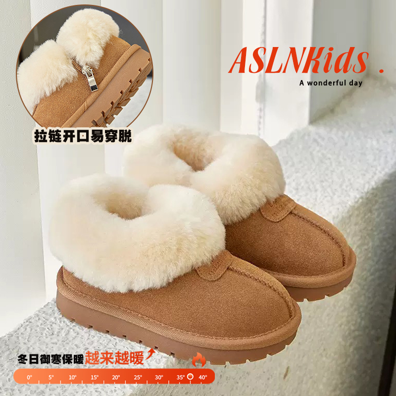 儿童雪地靴冬季款女童羊羔毛低帮加绒特厚保暖鞋子蓄温宝宝棉短靴主图