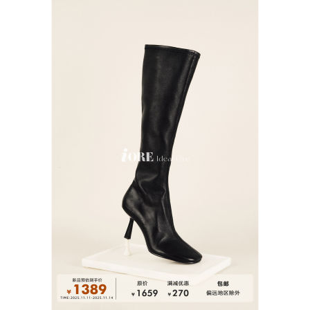 IORE理想矿石设计师原创 柔中有骨 弹力小羊皮细跟高跟及膝靴长靴