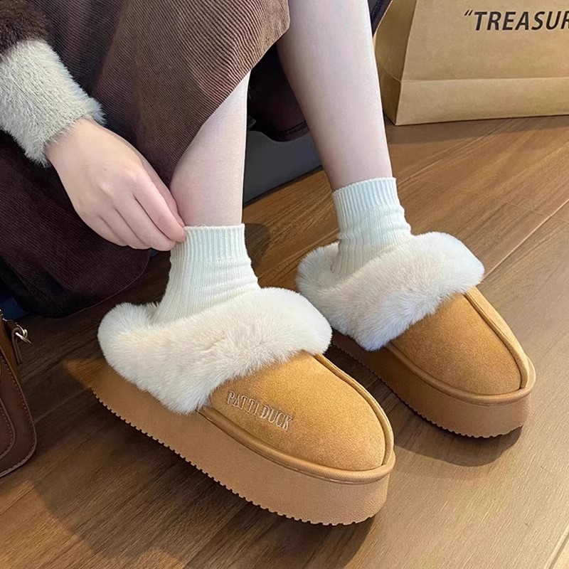 加厚毛毛厚底拖鞋包头外穿加绒半拖居家棉鞋主图