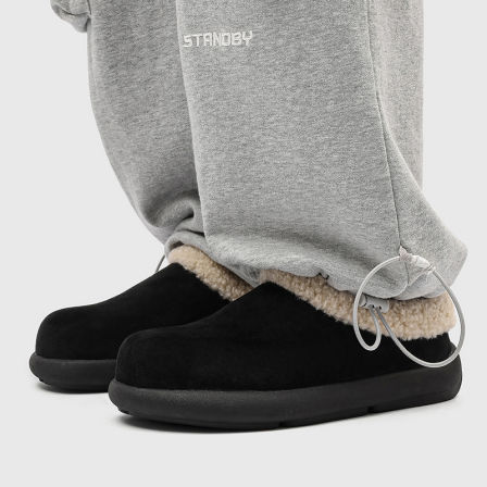 2025冬季新款懒人一脚蹬小土豆包头大码雪地靴情侣款勃肯半拖鞋潮