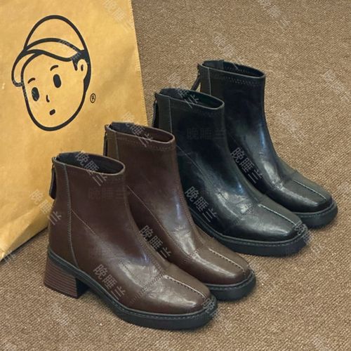 晚睡兰·内增高10.5cm粗跟法式小短靴女秋冬靴高跟瘦瘦切尔西靴女主图