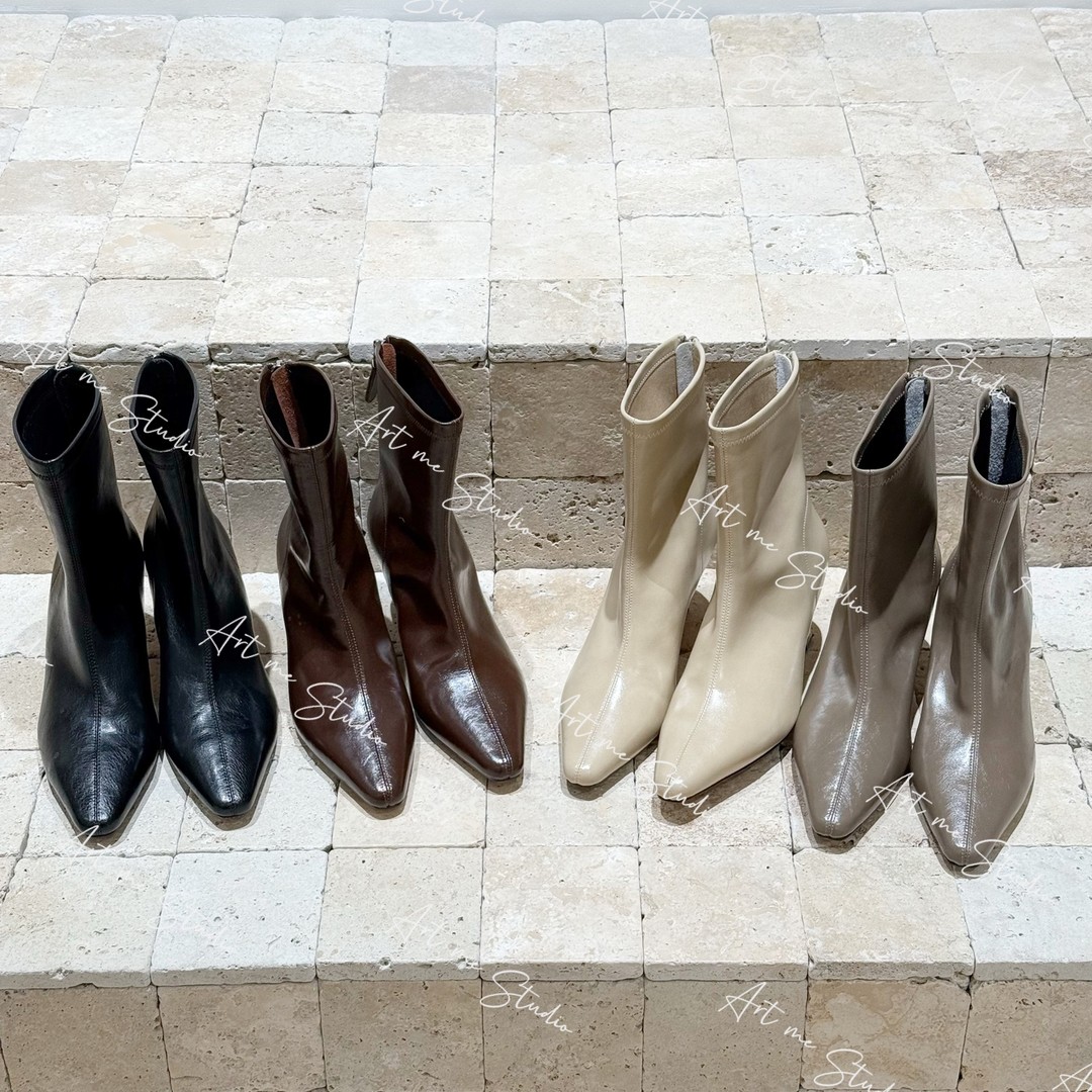 【ART ME】摩登尖头万能搭拉链款一脚蹬四色高跟靴w24554主图