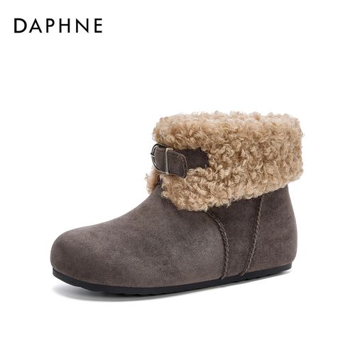 达芙妮新款经典女靴百搭休闲舒适加绒加厚保暖皮带扣时尚雪地靴主图