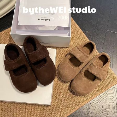 bytheWEI【焦糖小饼干】可爱加绒加毛勃肯玛丽珍鞋厚底显脚小单鞋女