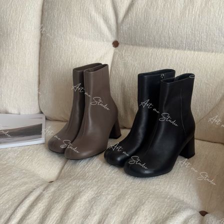 【ART ME】羊皮版秋冬复古美拉德高跟马丁靴w24545