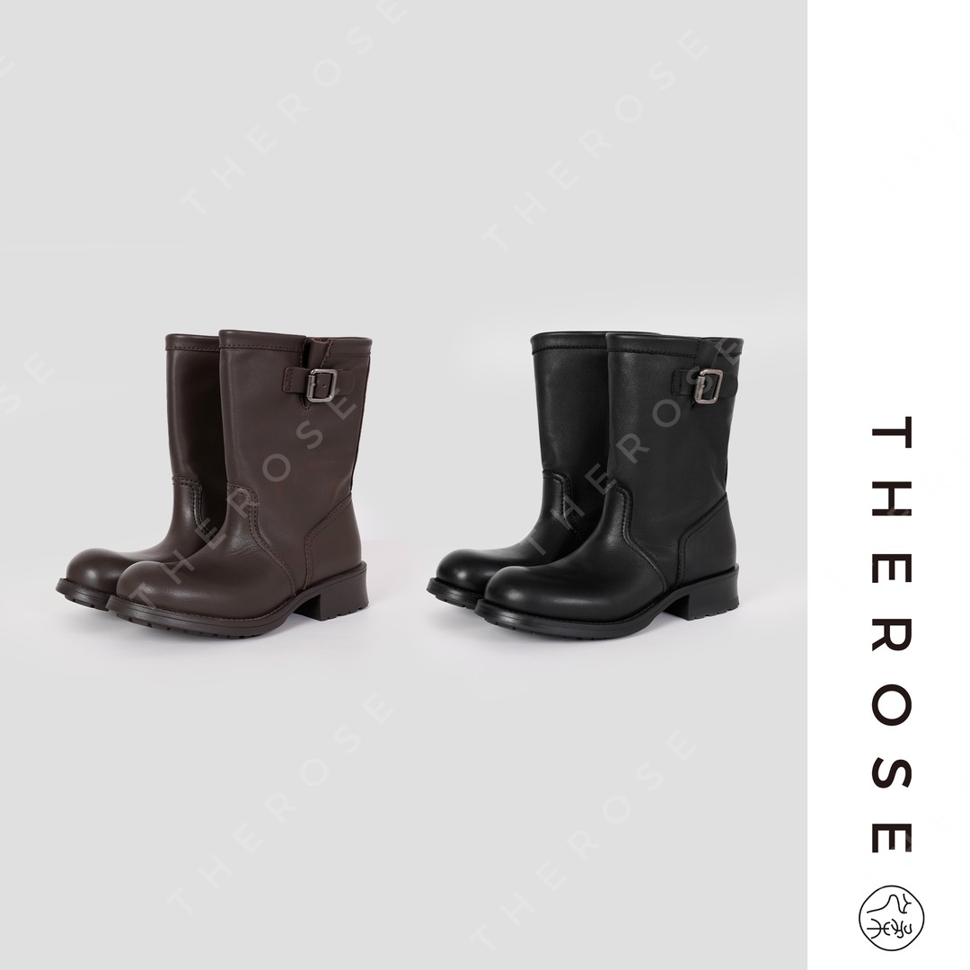 之柔【摩洛骑士靴】西班牙进口半植鞣水染牛皮靴子复古圆头中筒靴女主图