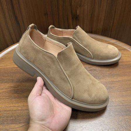 头层牛皮男士懒人鞋一脚蹬透气磨砂皮休闲皮鞋潮流百搭透气单鞋