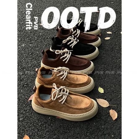 PVB*25FW“老钱系列”秋冬新款增高绒皮袋鼠鞋 休闲男士乐福板鞋