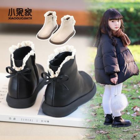 女童靴子秋冬2025新款儿童短靴小公主鞋子加绒皮靴冬季保暖鞋女孩