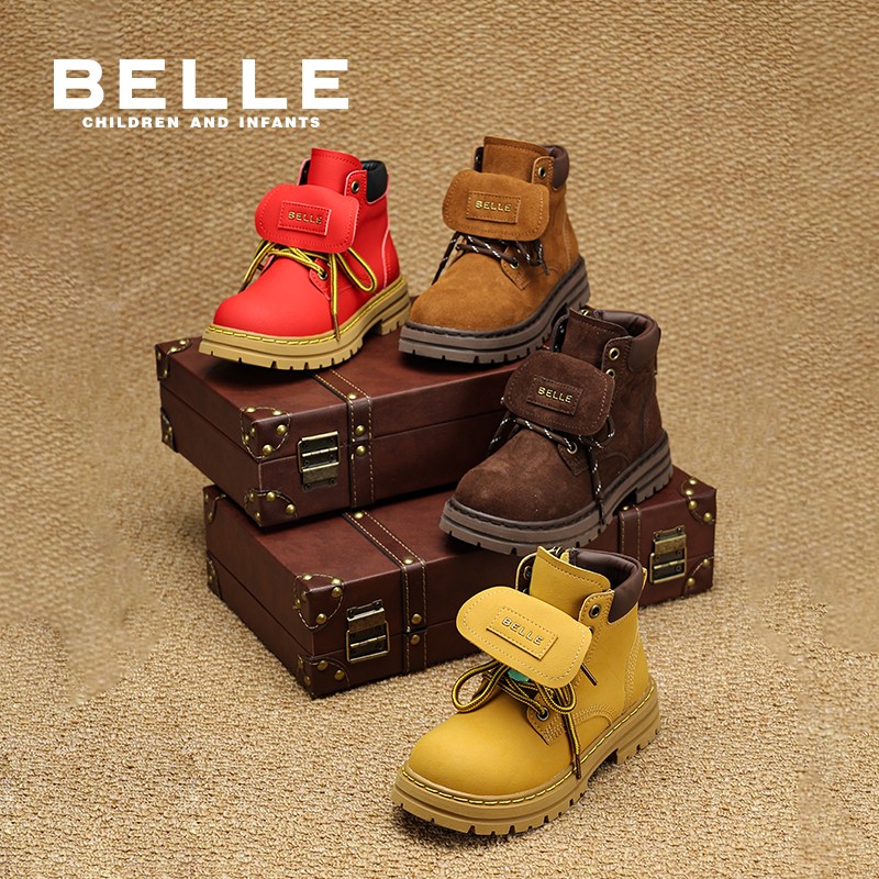 百丽儿童新品英伦风男女童休闲风韩版皮靴机车靴流光风童鞋RK0452主图