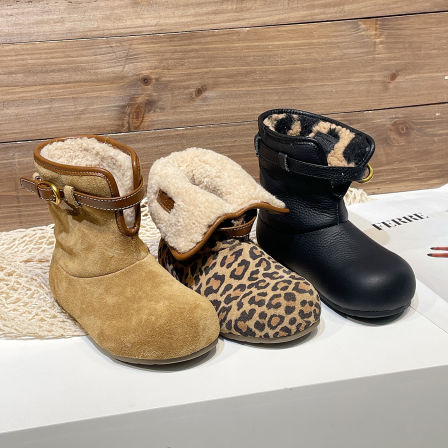 左左家中大童棉鞋冬季新款加绒加厚保暖男女童潮流个性两穿雪地靴