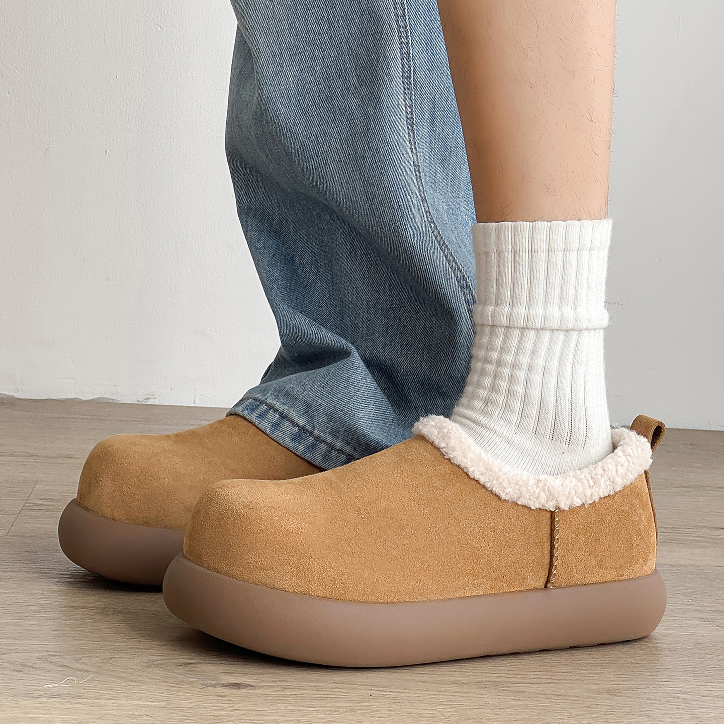 新款雪地靴男女冬季情侣大棉鞋全包小土豆厚底博肯加绒毛毛穆勒鞋主图