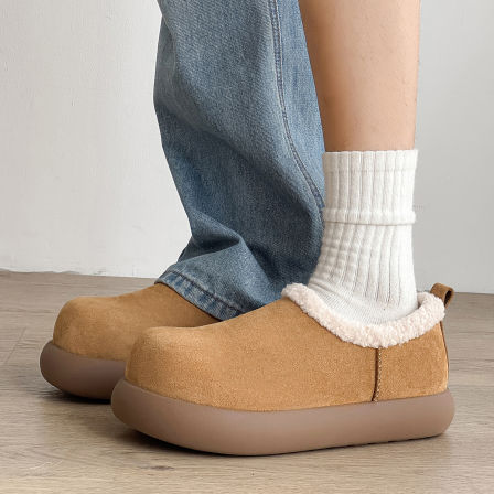 新款雪地靴男女冬季情侣大棉鞋全包小土豆厚底博肯加绒毛毛穆勒鞋