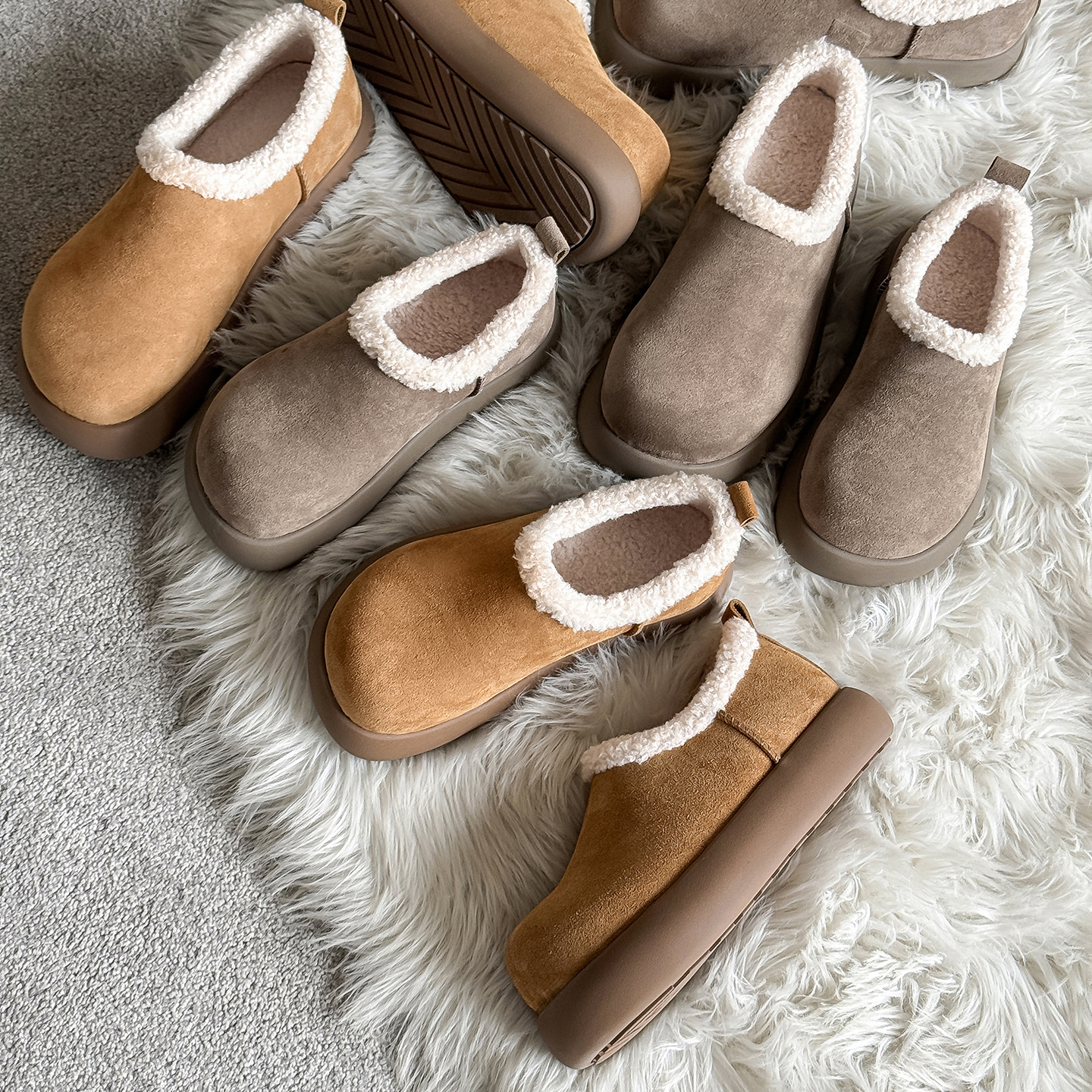 桑坡雪地靴男女棉鞋冬季新款全包小土豆厚底博肯鞋加绒加厚穆勒鞋主图