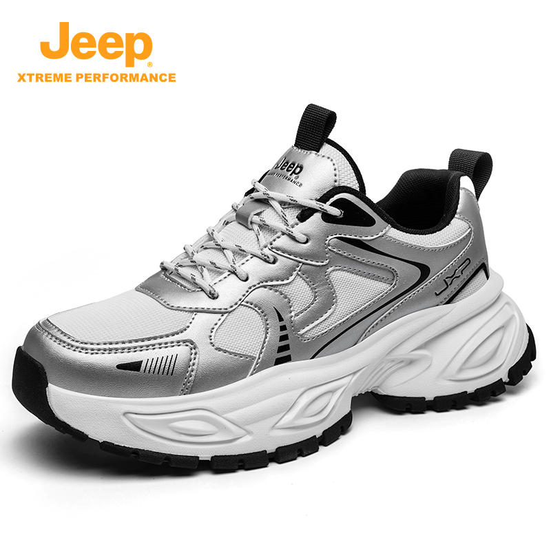 jeep吉普男鞋银色老爹鞋男2025秋季新款男款鞋子增高男士休闲鞋男主图